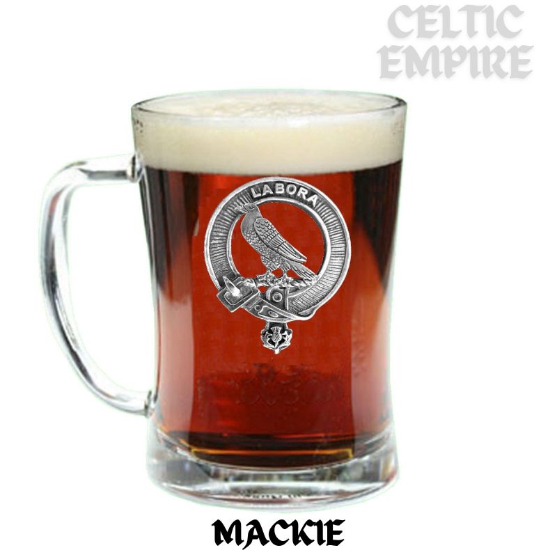 MacKie Family Clan Crest Badge Glass Beer Mug