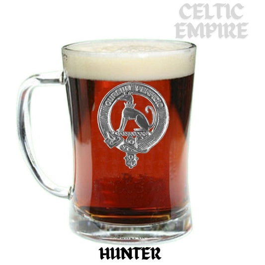 Hunter Crest Badge Beer Mug, Scottish Glass Tankard