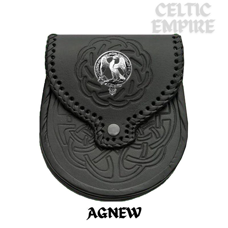 Agnew Scottish Family Clan Badge Sporran, Leather