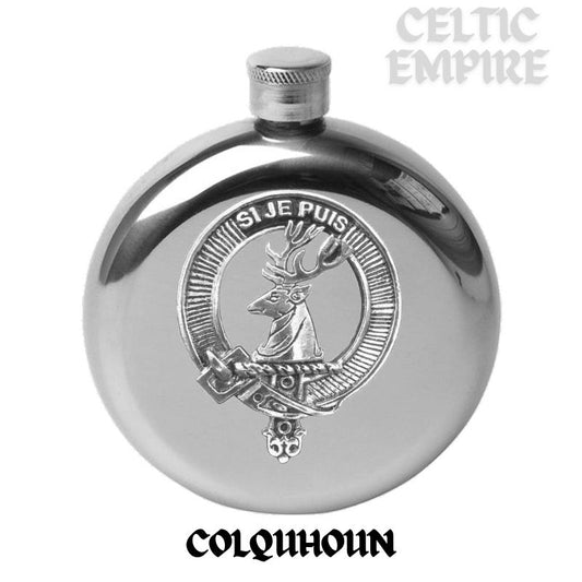 Colquhoun Round Family Clan Crest Scottish Badge Flask 5oz