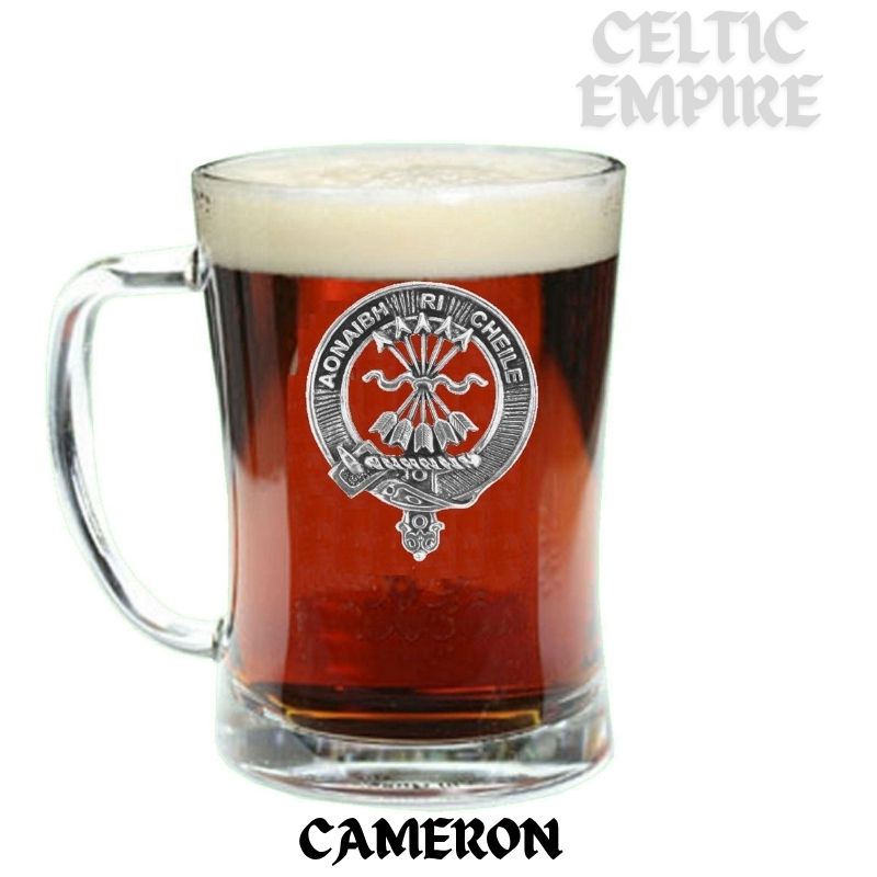 Cameron Family Clan Crest Badge Glass Beer Mug