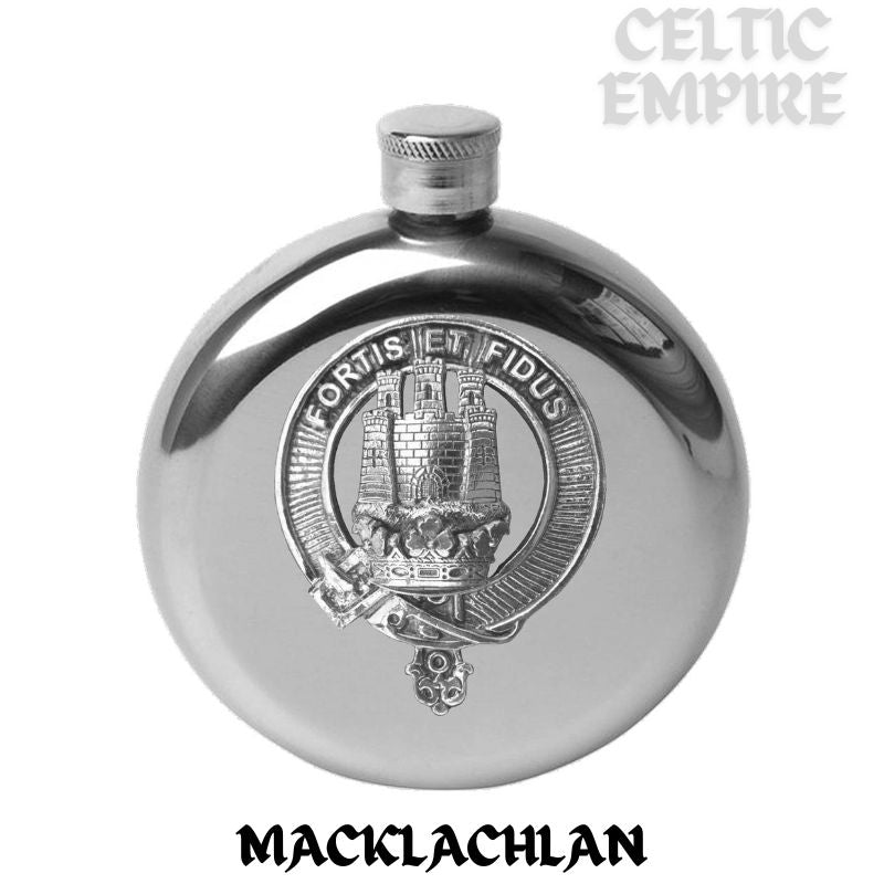 MacLachlan 5oz Round Family Clan Crest Scottish Badge Flask