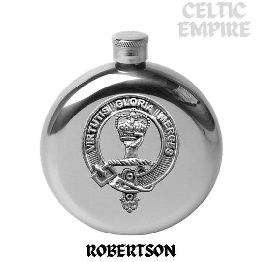 Robertson 5 oz Round Family Clan Crest Scottish Badge Flask