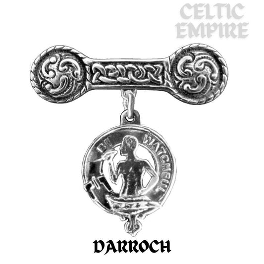 Darroch Family Clan Crest Iona Bar Brooch - Sterling Silver
