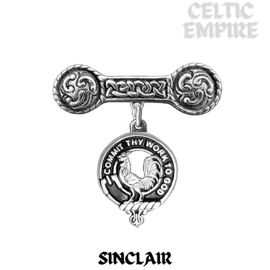Sinclair Family Clan Crest Iona Bar Brooch - Sterling Silver