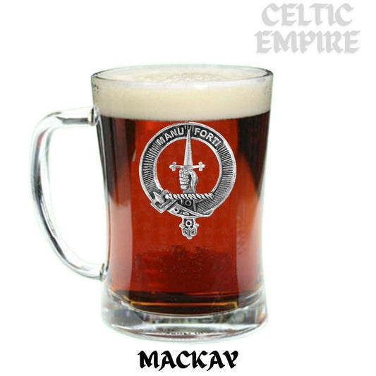 MacKay Family Clan Crest Badge Glass Beer Mug