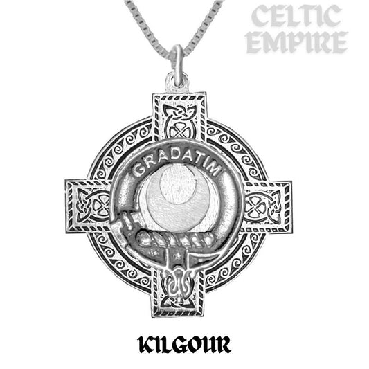 Kilgour Family Clan Crest Celtic Cross Pendant Scottish