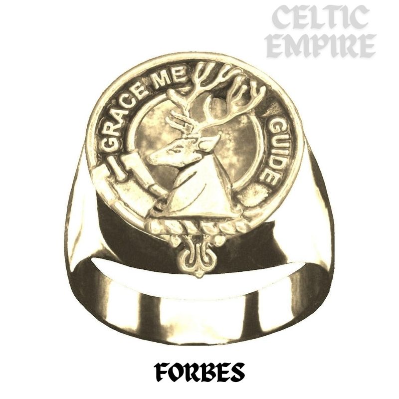 Forbes Scottish Family Clan Crest Ring  ~  Sterling Silver and Karat Gold