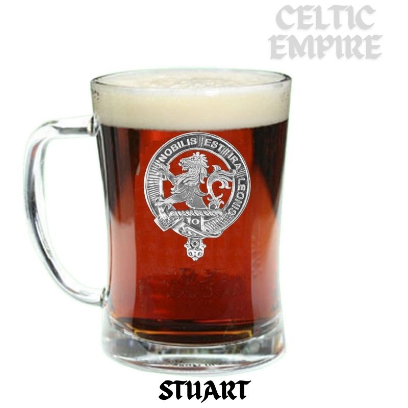 Stuart Family Clan Crest Badge Glass Beer Mug