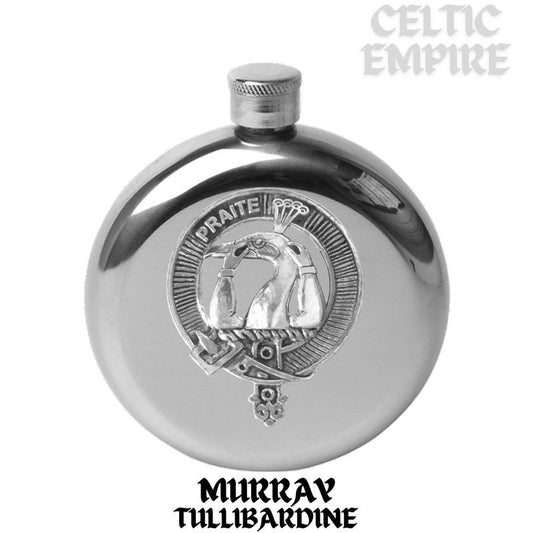 Murray (Tullibardine) 5oz Round Scottish Family Clan Crest Badge Stainless Steel Flask