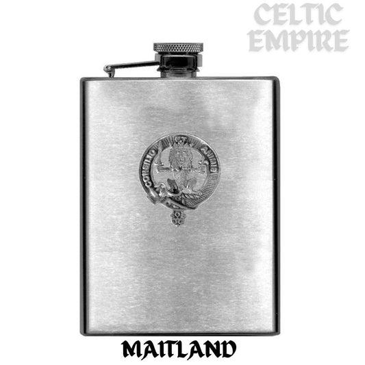 Maitland 8oz Family Clan Crest Scottish Badge Stainless Steel Flask