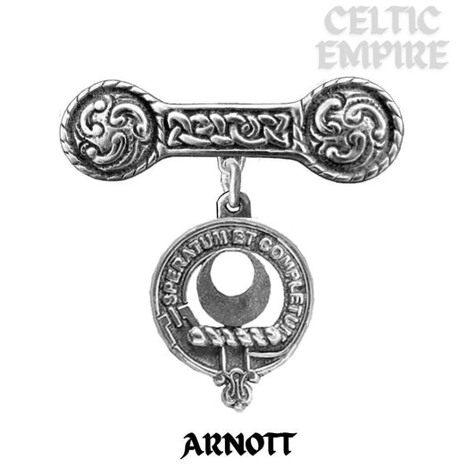 Arnott Family Clan Crest Iona Bar Brooch - Sterling Silver
