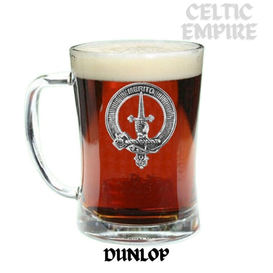 Dunlop Family Clan Crest Badge Glass Beer Mug