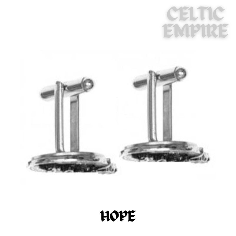 Hope Family Clan Crest Scottish Cufflinks; Pewter, Sterling Silver and Karat Gold