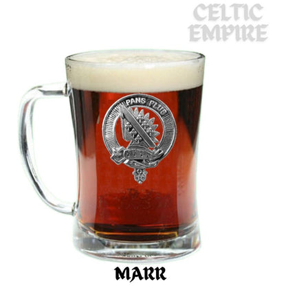 Marr Family Clan Crest Badge Glass Beer Mug