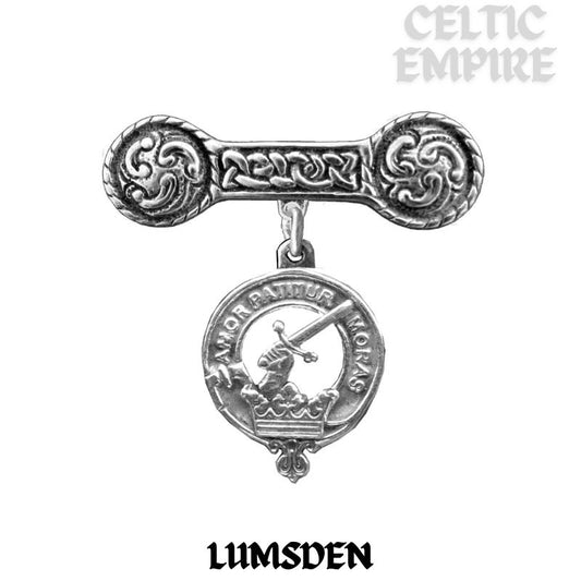 Lumsden Family Clan Crest Iona Bar Brooch - Sterling Silver