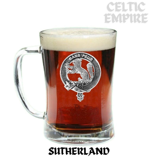 Sutherland Family Clan Crest Badge Glass Beer Mug