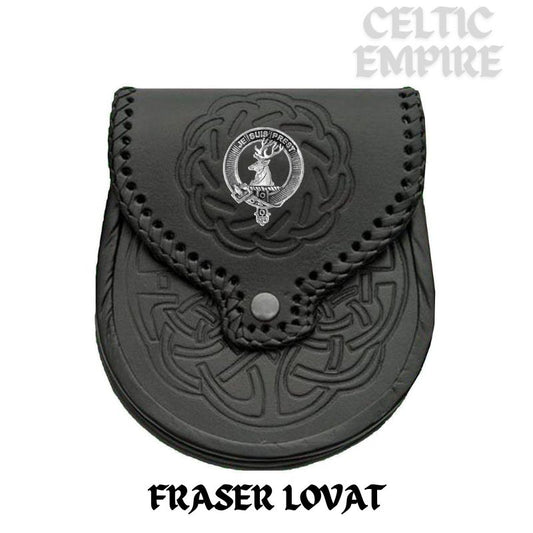 Fraser  Lovat Family Scottish Family Clan Badge Sporran, Leather