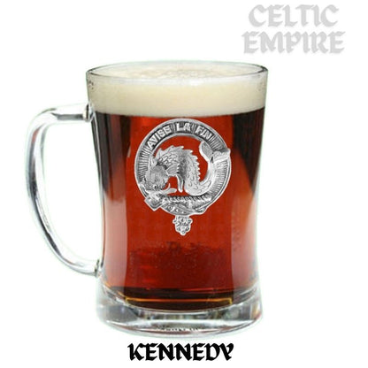 Kennedy Family Clan Crest Badge Glass Beer Mug