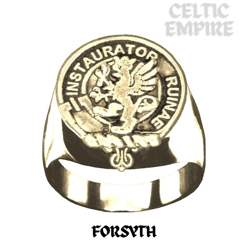 Forsythe Scottish Family Clan Crest Ring  ~  Sterling Silver and Karat Gold