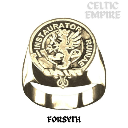 Forsythe Scottish Family Clan Crest Ring  ~  Sterling Silver and Karat Gold