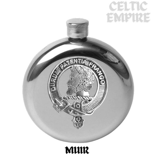 Muir Round Family Clan Crest Scottish Badge 5oz Flask