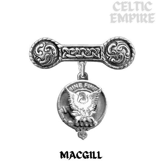 MacGill Family Clan Crest Iona Bar Brooch - Sterling Silver