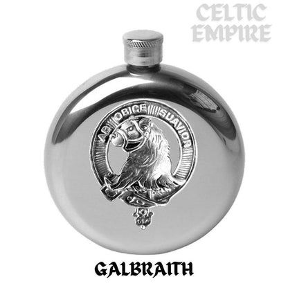 Galbraith Family Round Family Clan Crest Scottish Badge Flask 5oz