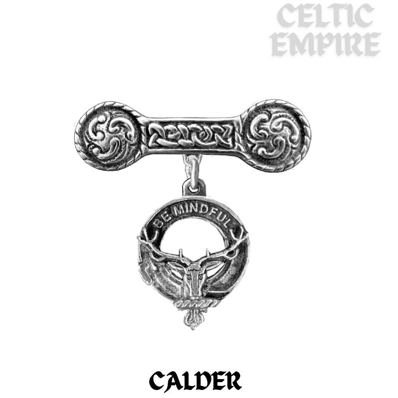Calder Family Clan Crest Iona Bar Brooch - Sterling Silver