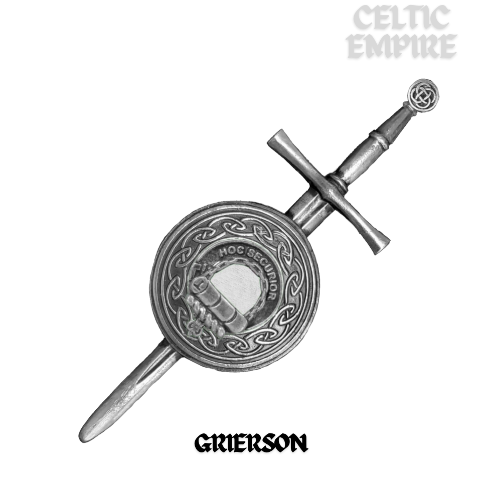 Grierson Scottish Family Clan Dirk Shield Kilt Pin
