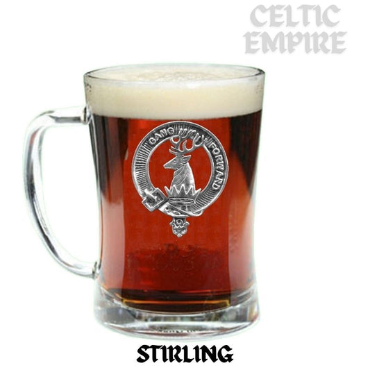 Stirling Family Clan Crest Badge Glass Beer Mug