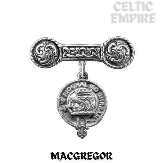 MacGregor Family Clan Crest Iona Bar Brooch - Sterling Silver