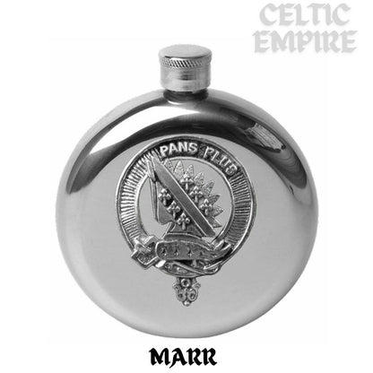 Marr 5oz Round Family Clan Crest Scottish Badge Flask