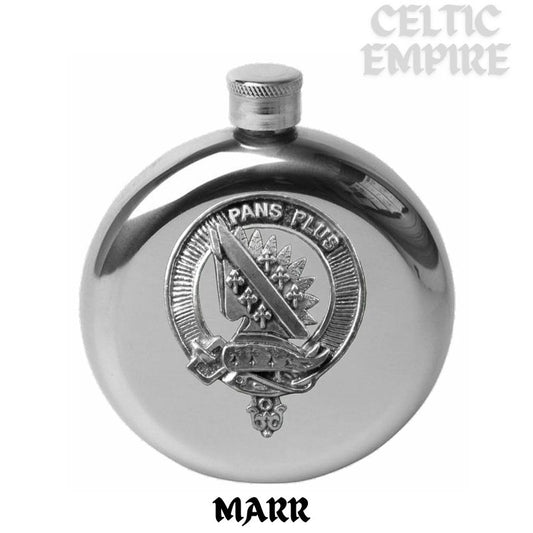 Marr 5oz Round Family Clan Crest Scottish Badge Flask