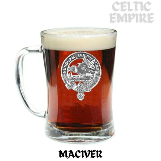 MacIver Family Clan Crest Badge Glass Beer Mug