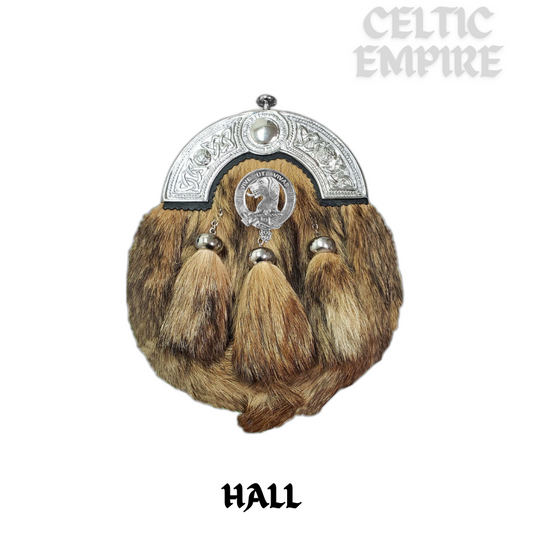 Hall Scottish Family Clan Crest Badge Dress Fur Sporran