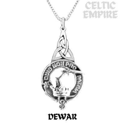 Dewar Family Clan Crest Interlace Drop Pendant