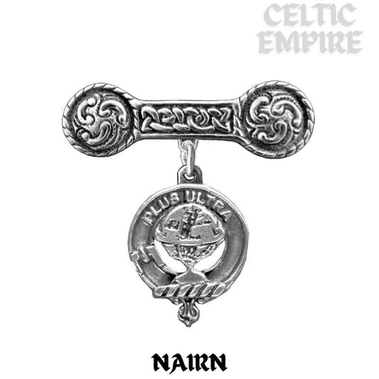 Nairn Family Clan Crest Iona Bar Brooch - Sterling Silver