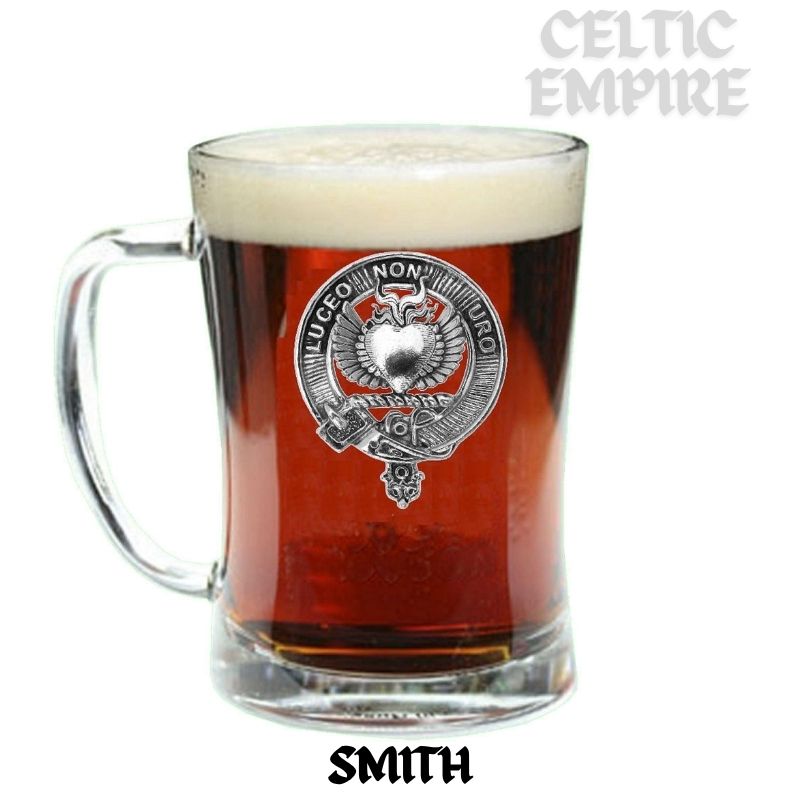 Smith Family Clan Crest Badge Glass Beer Mug