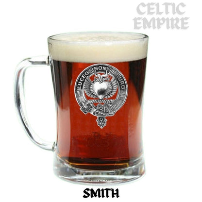 Smith Family Clan Crest Badge Glass Beer Mug