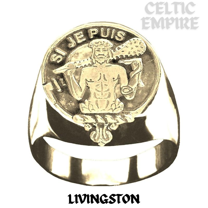 Livingston Scottish Family Clan Crest Ring Sterling Silver and Karat Gold