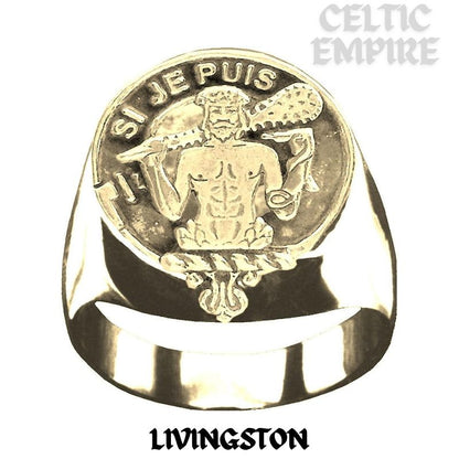 Livingston Scottish Family Clan Crest Ring Sterling Silver and Karat Gold