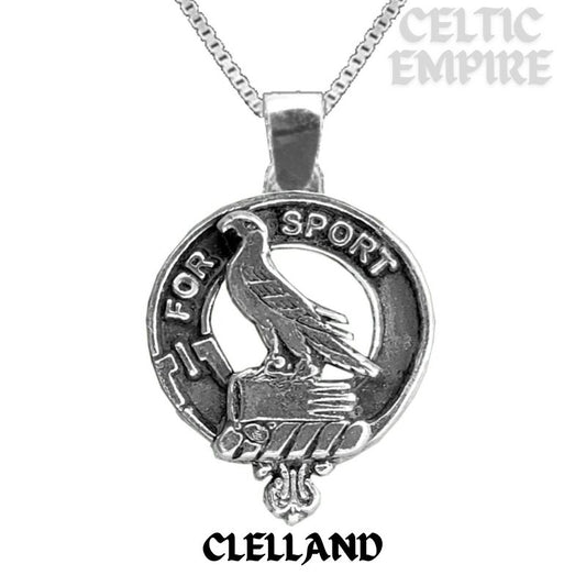 Clelland Large 1" Scottish Family Clan Crest Pendant - Sterling Silver