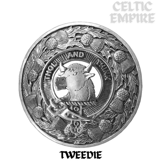 Tweedie Family Clan Badge Scottish Plaid Brooch