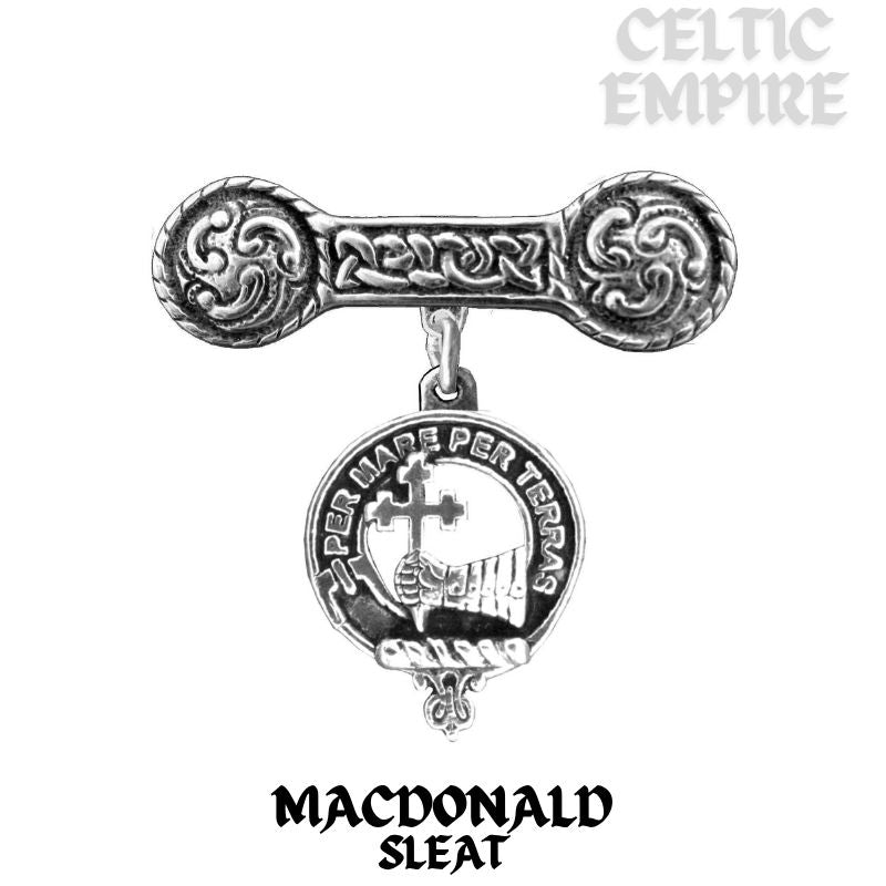 MacDonald (Sleat) Family Clan Crest Iona Bar Brooch - Sterling Silver