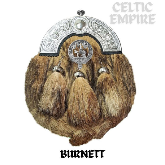 Burnett Scottish Family Clan Crest Badge Dress Fur Sporran