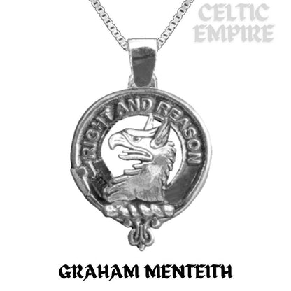 Graham Menteith Large 1" Scottish Family Clan Crest Pendant - Sterling Silver