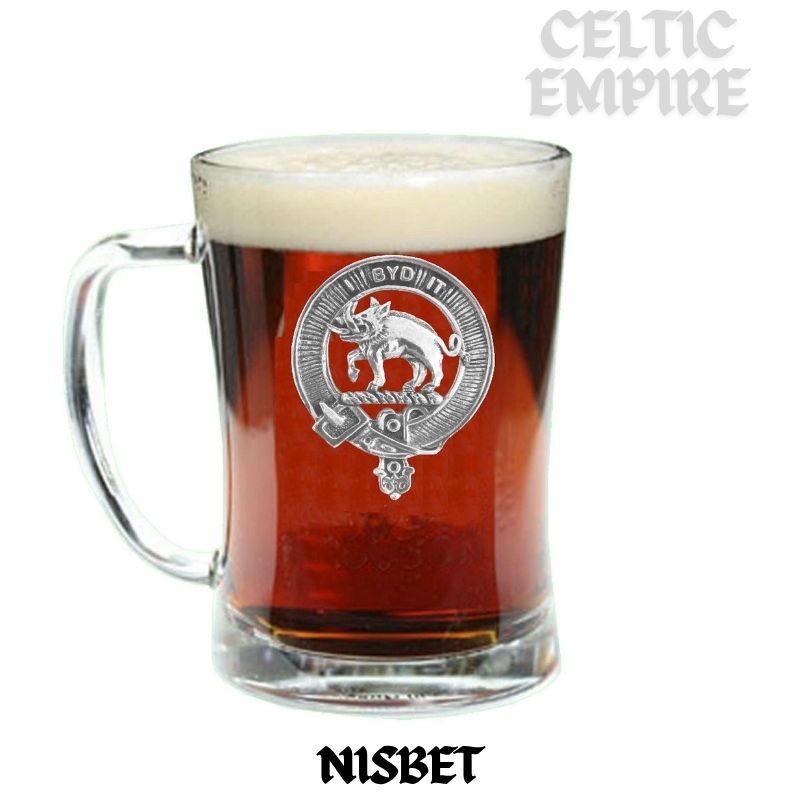 Nisbet Family Clan Crest Badge Glass Beer Mug