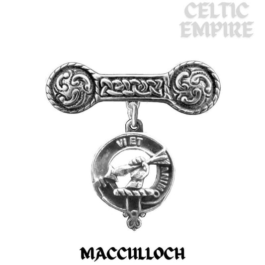MacCulloch Family Clan Crest Iona Bar Brooch - Sterling Silver