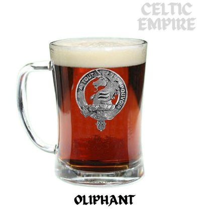 Oliphant Family Clan Crest Badge Glass Beer Mug